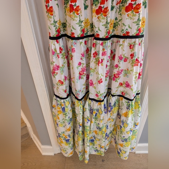 NWT Caroline Constas Hart Dress (Blanc Floral Mix) Maxi Dress w/ Puff Sleeves XL - Picture 15 of 16